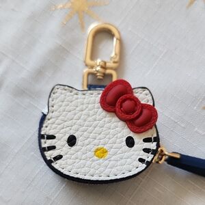 Hello Kitty White, Blue and Red Coin Pouch Keychain